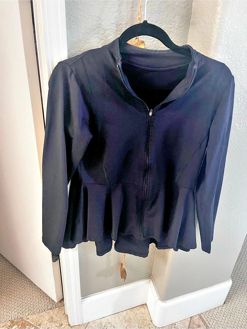 Dona Jo Black Peplum Full-Zip Jacket
